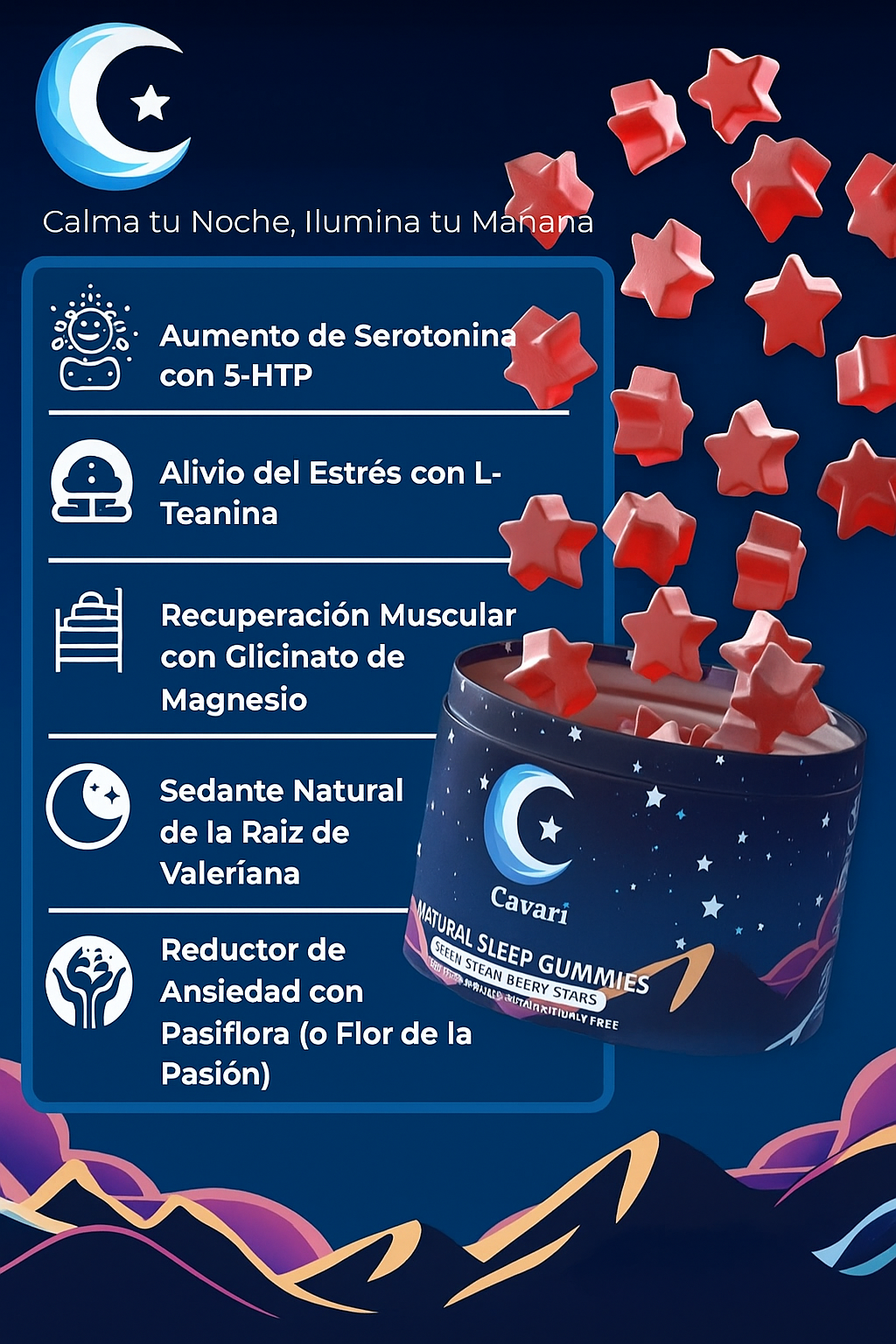 Cavari™ Sleep Gummies – Gomitas Naturales para Dormir y Relajarte