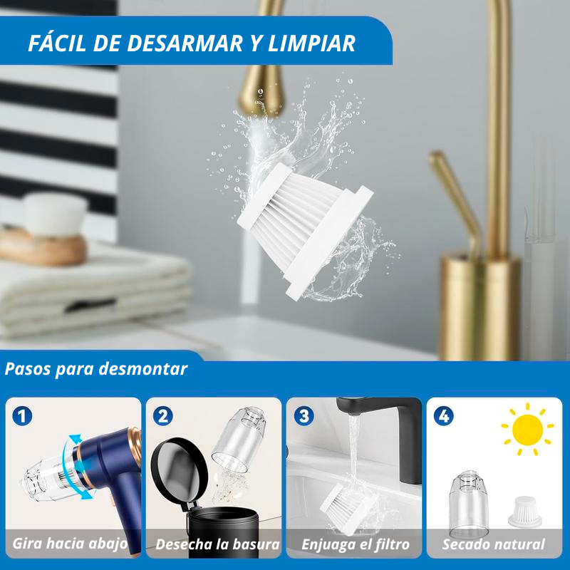 Cavari™ Aspiradora Portátil 120W – Succión Potente 19000Pa Inalámbrica