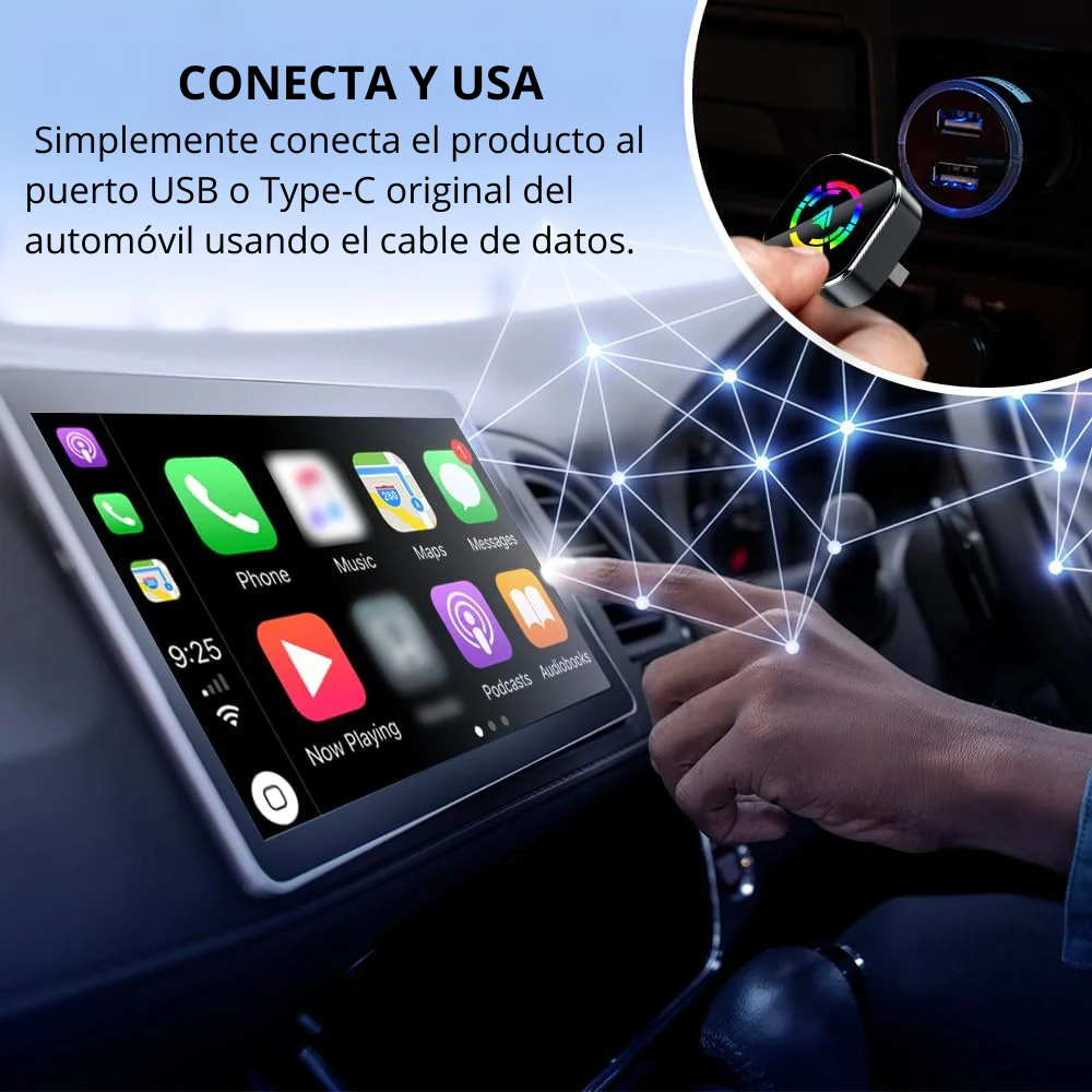 Cavari™ Adaptador CarPlay – De Cable a Inalámbrico