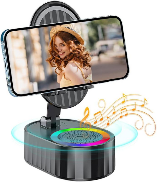 Cavari™ Altavoz Bluetooth 5-en-1 con Luz Ambiental – Soporte, Carga y Sonido Inalámbrico
